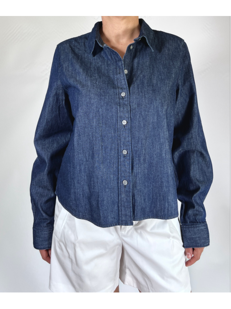 Nwt J.Crew Womans Shirt Denim Button Down Shirt Size M Dark Blue